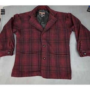 Vintage Duluth Wool Blazer Mens Medium Buffalo Plaid Thick Buttons Smoking Coat